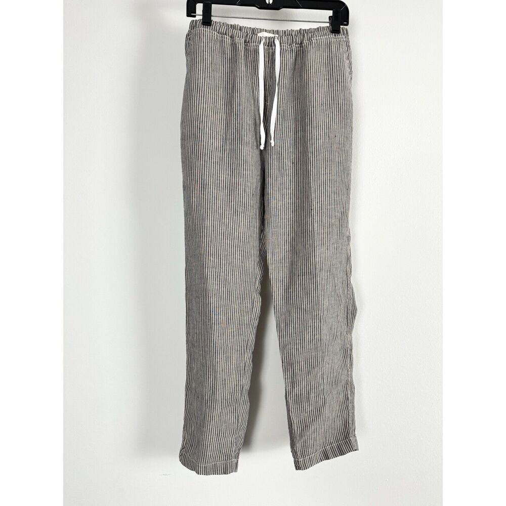 CP Shades 100% Linen Pants Blue Beige Striped Made In USA MINT
